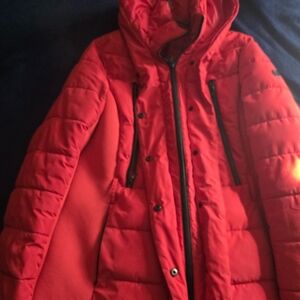 Vibrant Red Hooded Puffer Jacket
